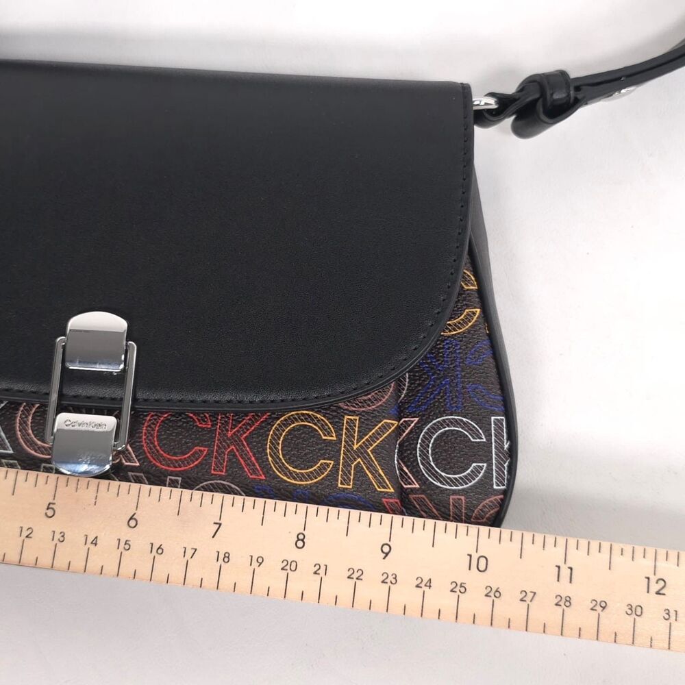 CALVIN KLEIN Women’s New Shoulder Bag Brown Black CK Logo Multicolor H6DZJVI4 - Picture 3 of 9